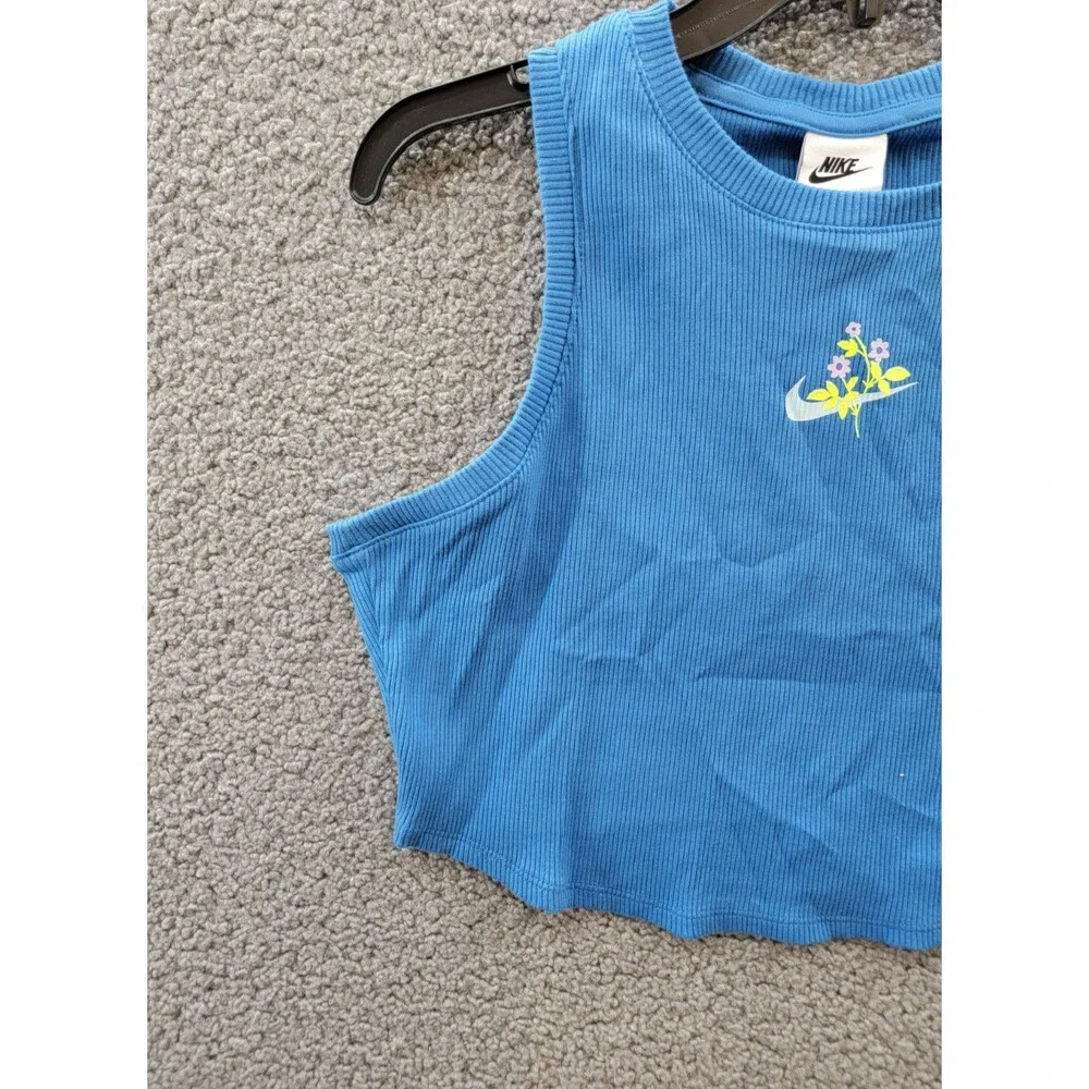 Nike Sportswear Essentials Ribbed Crop Tank Top Women's L Star Blue Pullover - Picture 3 of 15